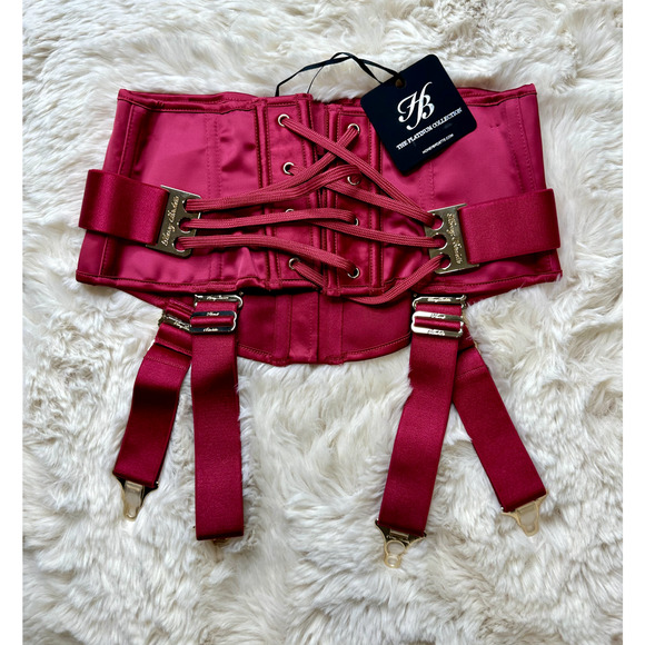 RARE🔥 Honey Birdette CHASTITY🔑❤️ Passion Red Garter Waspie Belt Small - Picture 3 of 3